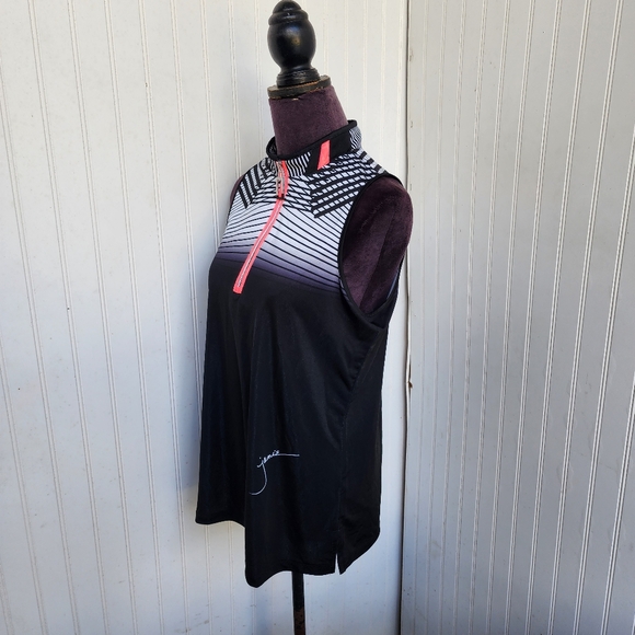 Jamie Sadock Sleeveless Zip Golf Top Pink Black Print Stretch Performance L - Picture 5 of 12